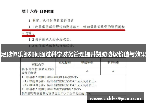足球俱乐部如何通过科学财务管理提升赞助协议价值与效果